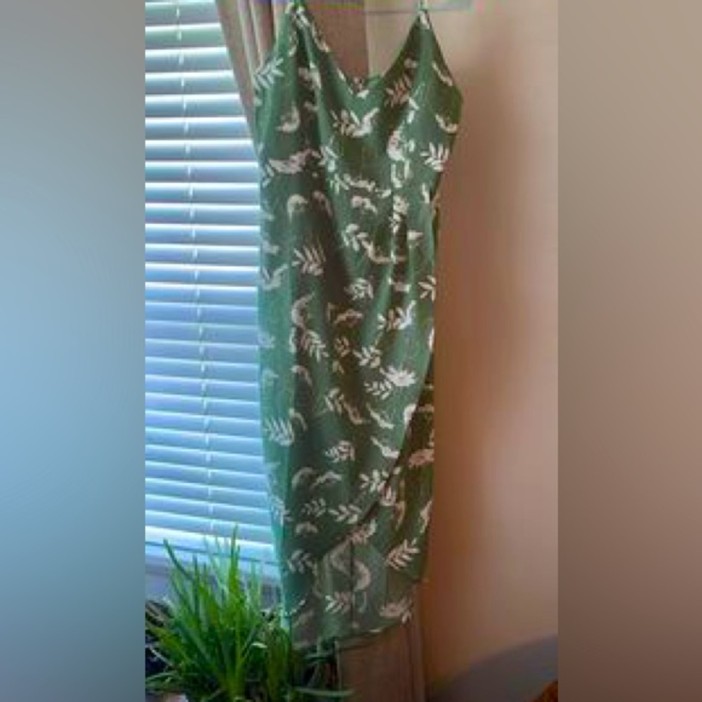 Green and white floral sundress